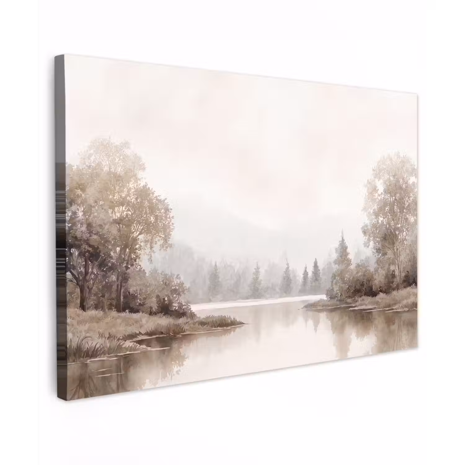 Rivierlandschap - Minimalistisch - Aardetinten canvas 2cm klein -z3d