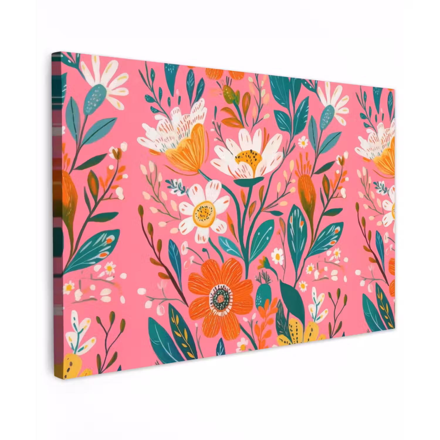 Roze - Bloemen - Wit - Oranje canvas 2cm klein -z3d