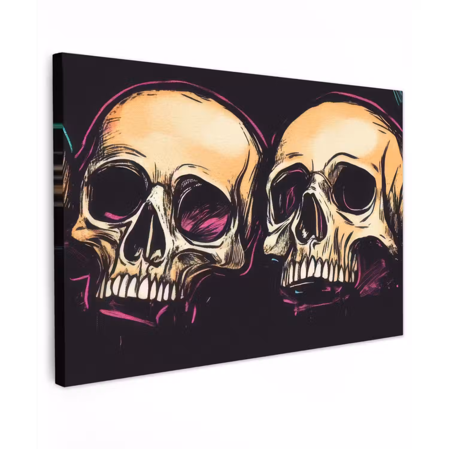 Schedels - Graffiti - Neon canvas 2cm klein -z3d