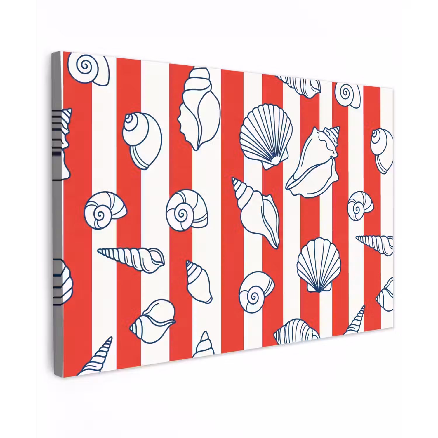 Schelp - Zeedieren - Zomer - Illustratie - Rood - Blauw canvas 2cm klein -z3d