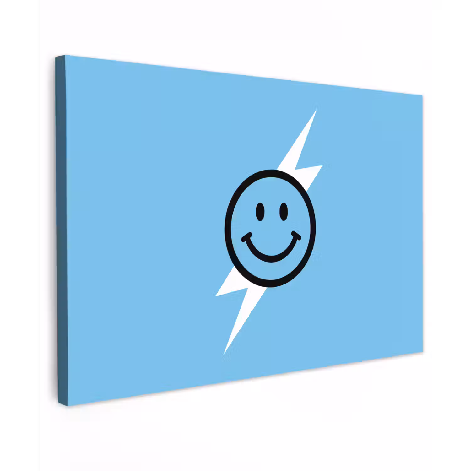Smiley - Blauw - Bliksem canvas 2cm klein -z3d