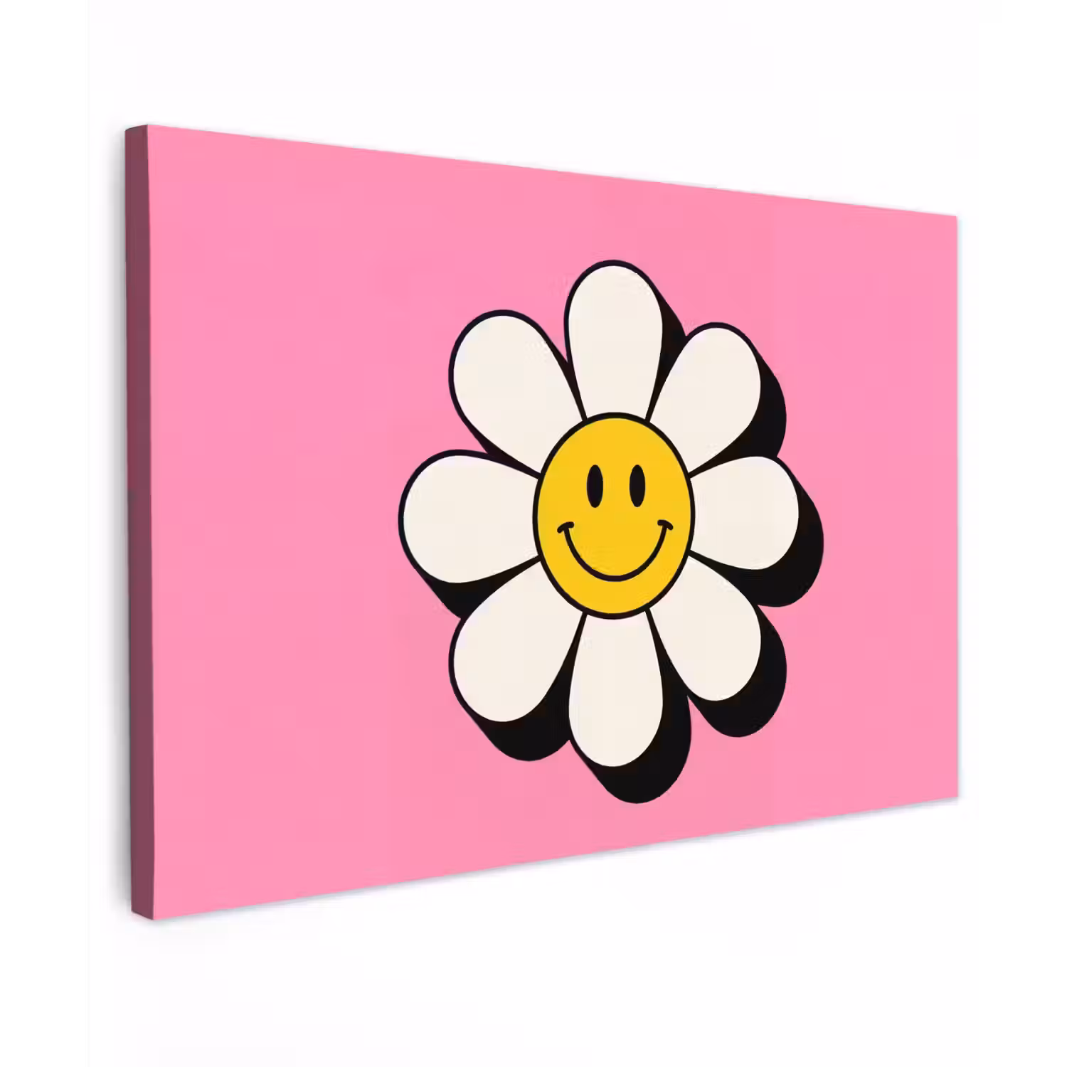 Smiley - Bloem - Roze canvas 2cm klein -z3d