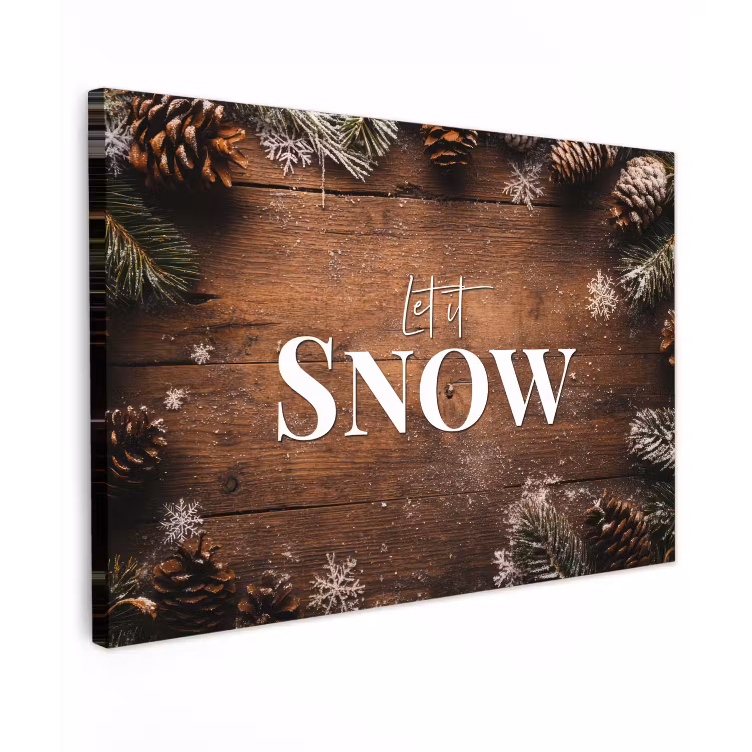 Sneeuw - Houtlook - Quote - Let it snow canvas 2cm klein -z3d