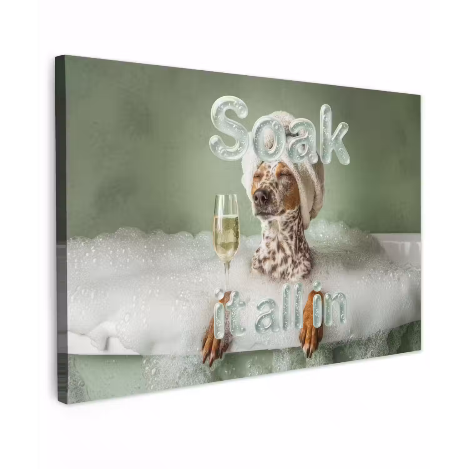 Soak it all in - Hond - Bad canvas 2cm klein -z3d