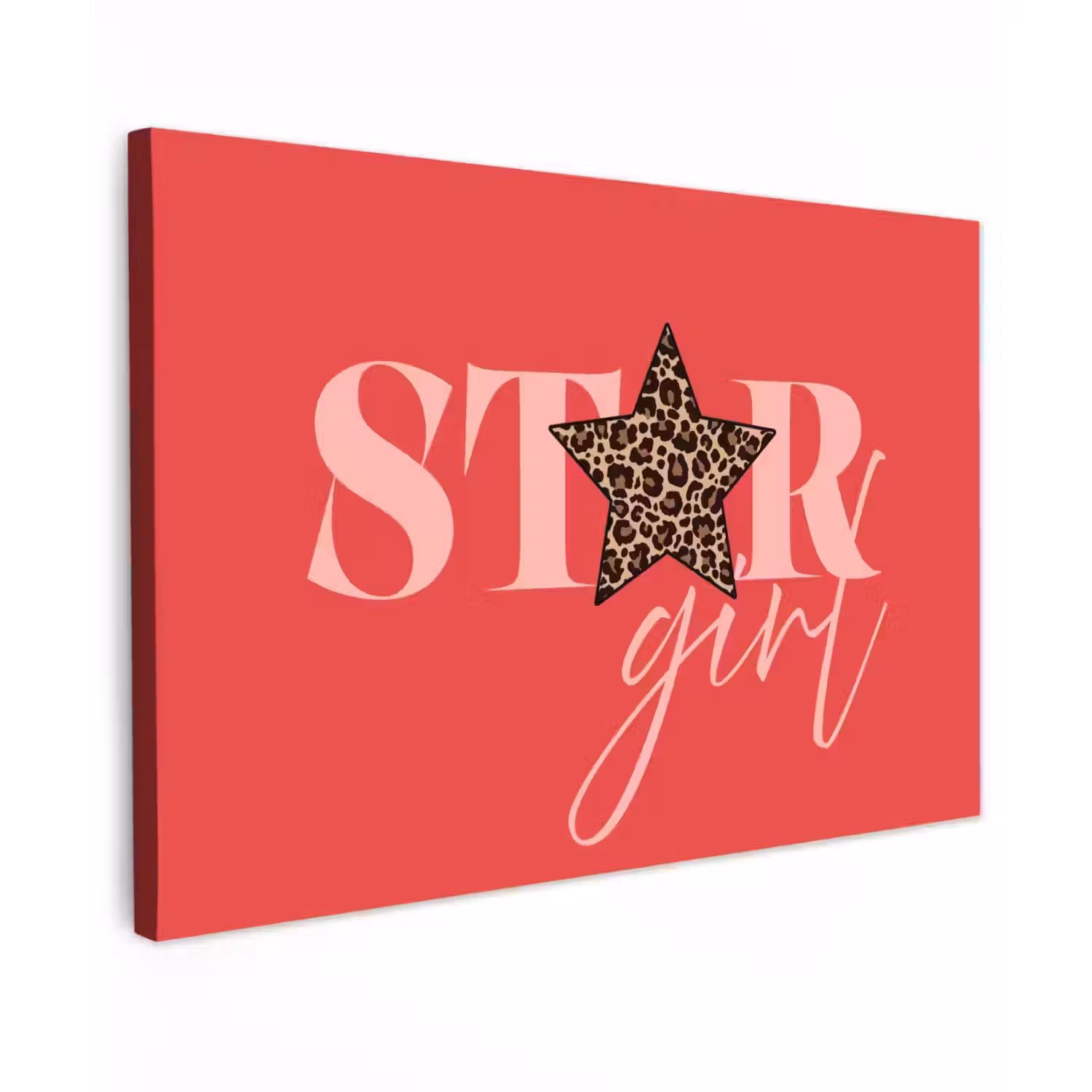 Star girl - Rood - Panter - Ster canvas 2cm klein -z3d