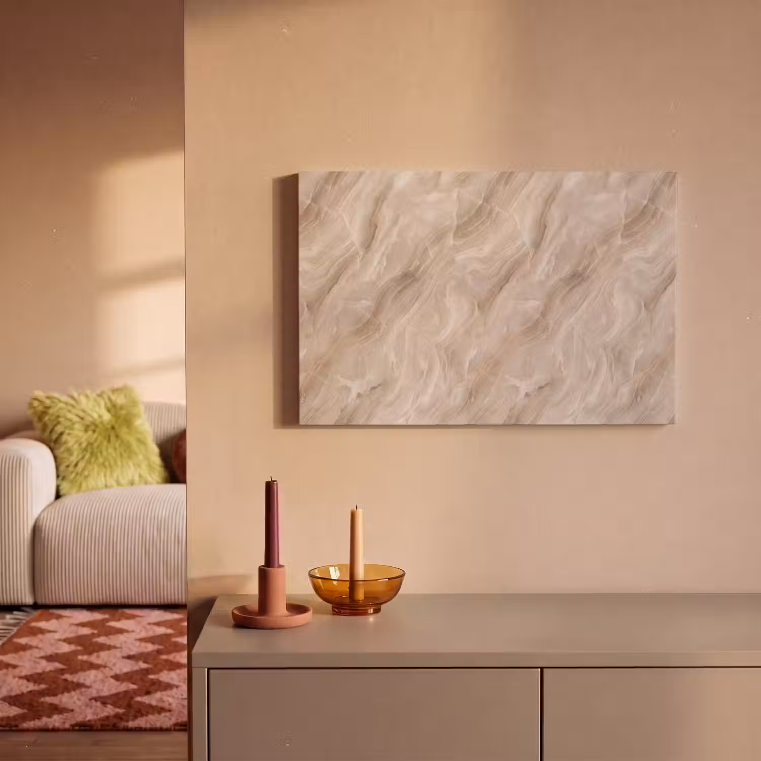 Steen - Golvend - Abstract - Beige canvas 2cm klein -sfeer1