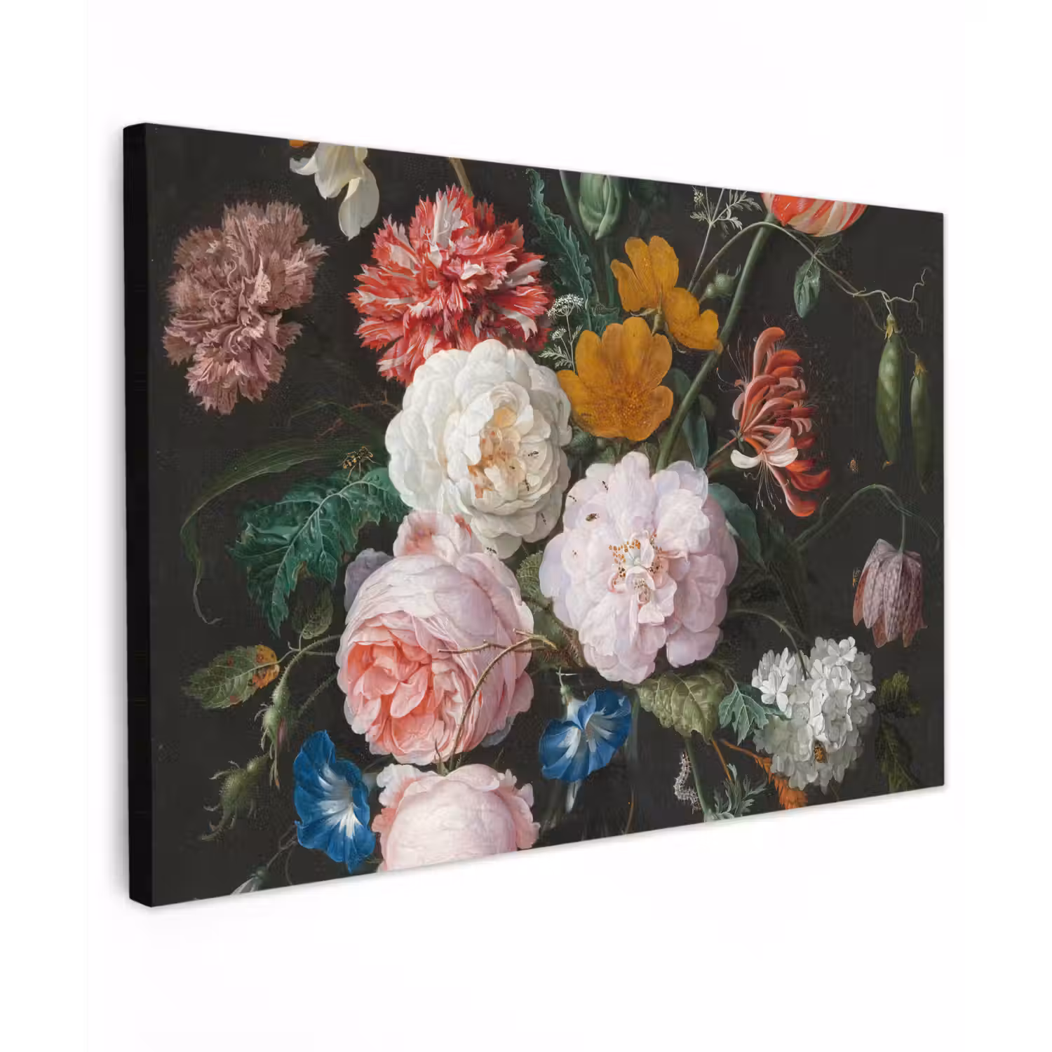 Stilleven met bloemen in een glazen vaas - Schilderij van Jan Davidsz. de Heem canvas 2cm klein -z3d