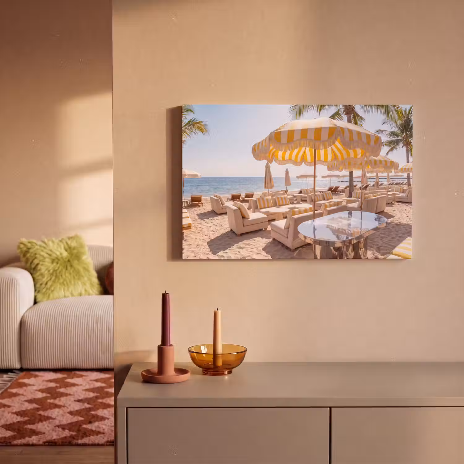 Strand - Ligbedden - Vakantie - Modern - Geel canvas 2cm klein -sfeer1