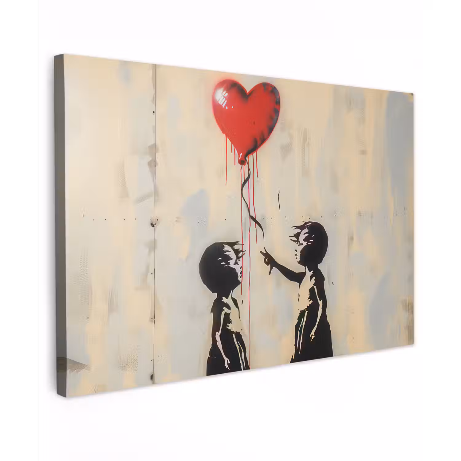Street art - Banksy - Ballon - Graffiti - Retro canvas 2cm klein -z3d