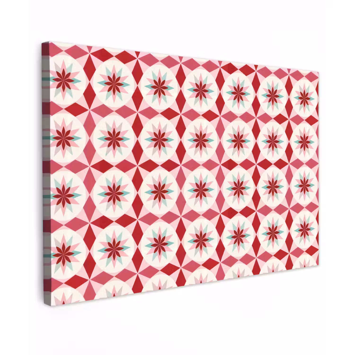 Tegelpatroon - Sterren - Retro - Roze - Mintgroen canvas 2cm klein 34 -z3d