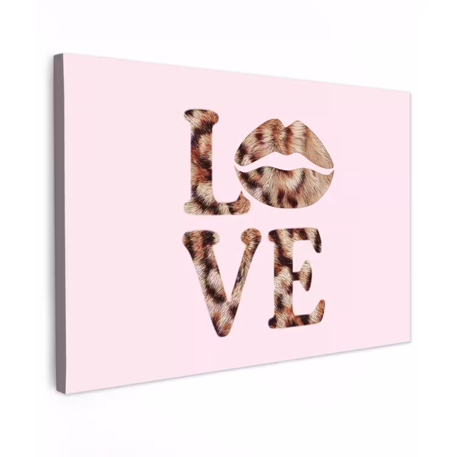 Tekst - Love - Pantervacht - Lichtroze canvas 2cm klein -z3d