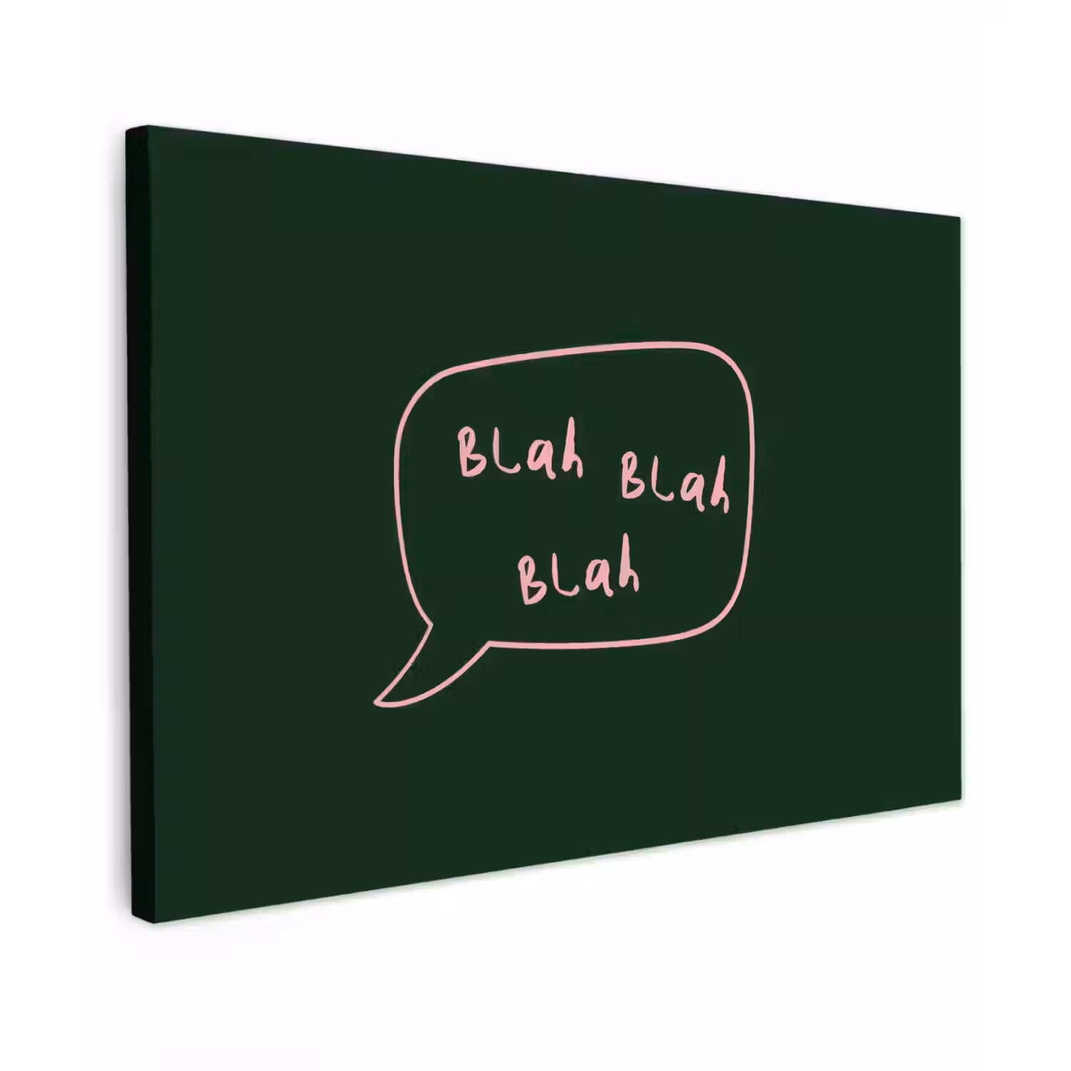 Tekstwolkje - Donkergroen - BLAH BLAH BLAH canvas 2cm klein -z3d