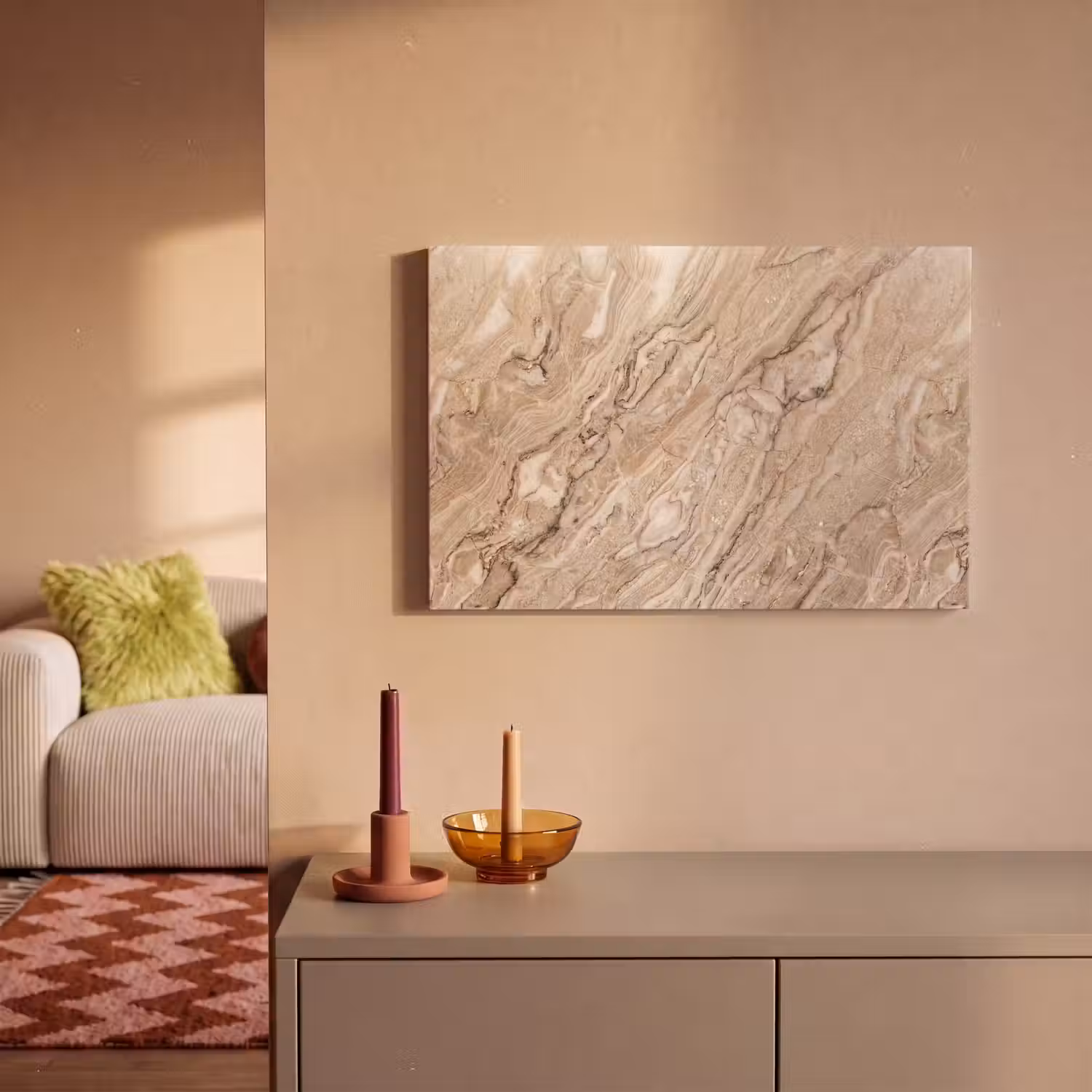Textuur - Aders - Abstract - Modern - Beige canvas 2cm klein -sfeer1
