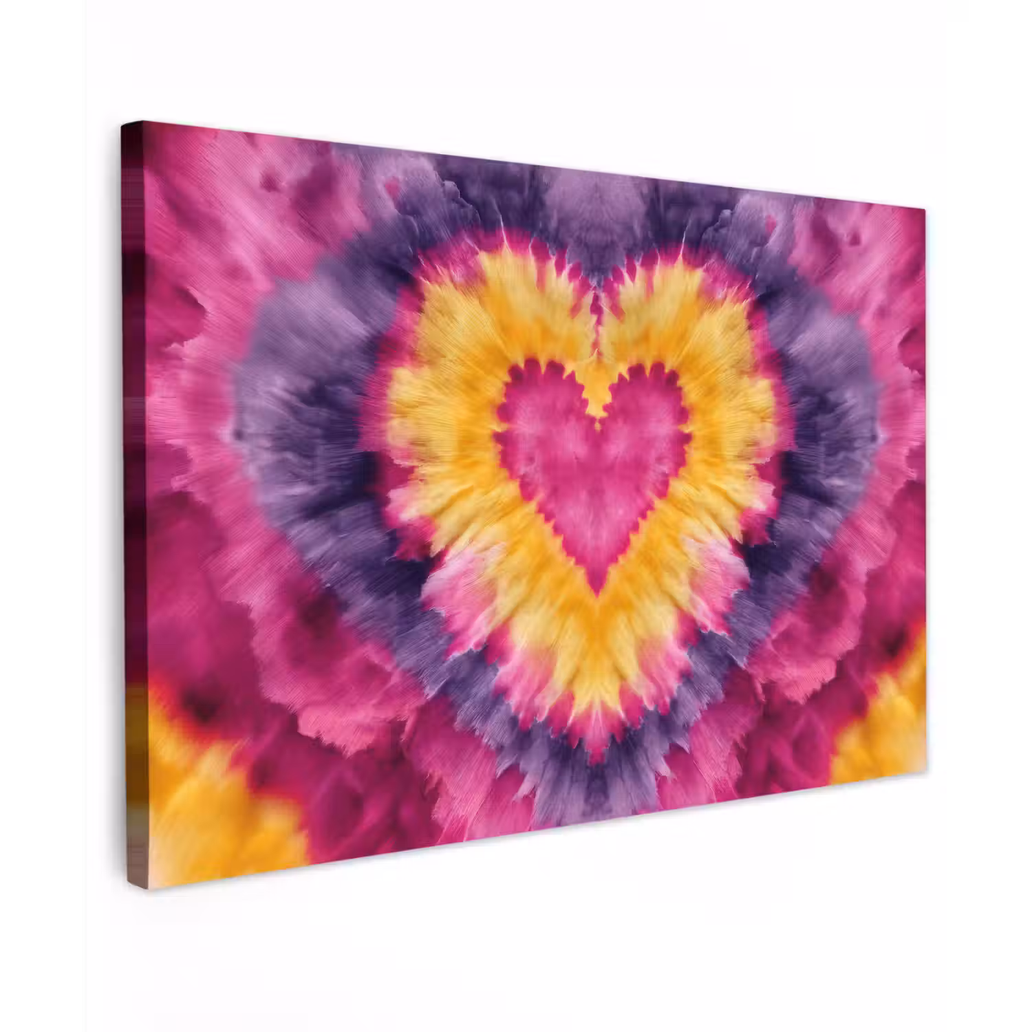 Tie dye - Hartvorm - Vlammen - Oranje canvas 2cm klein -z3d