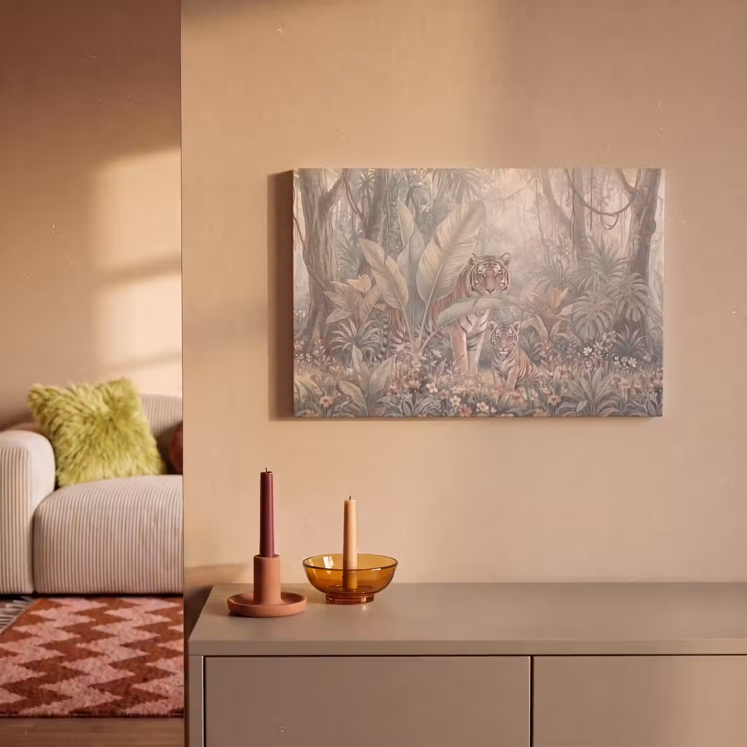 Tijger - Welp - Jungle - Illustratie - Dieren canvas 2cm klein -sfeer1