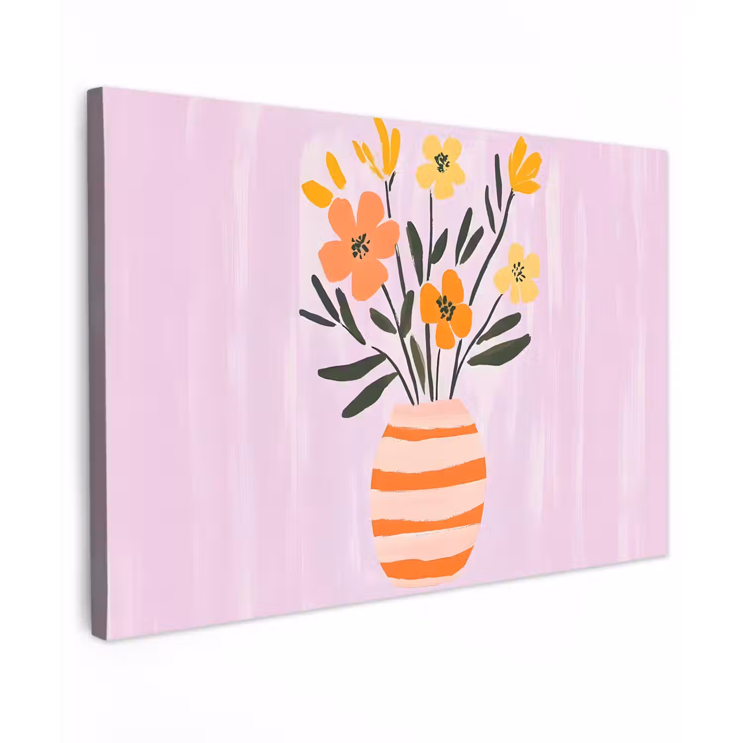 Vaas - Gestreept - Bloemen - Oranje canvas 2cm klein -z3d