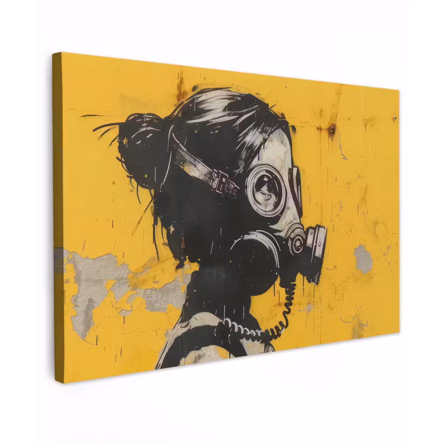 Vintage - Street art - Meisje - Masker - Geel - Banksy canvas 2cm klein -z3d
