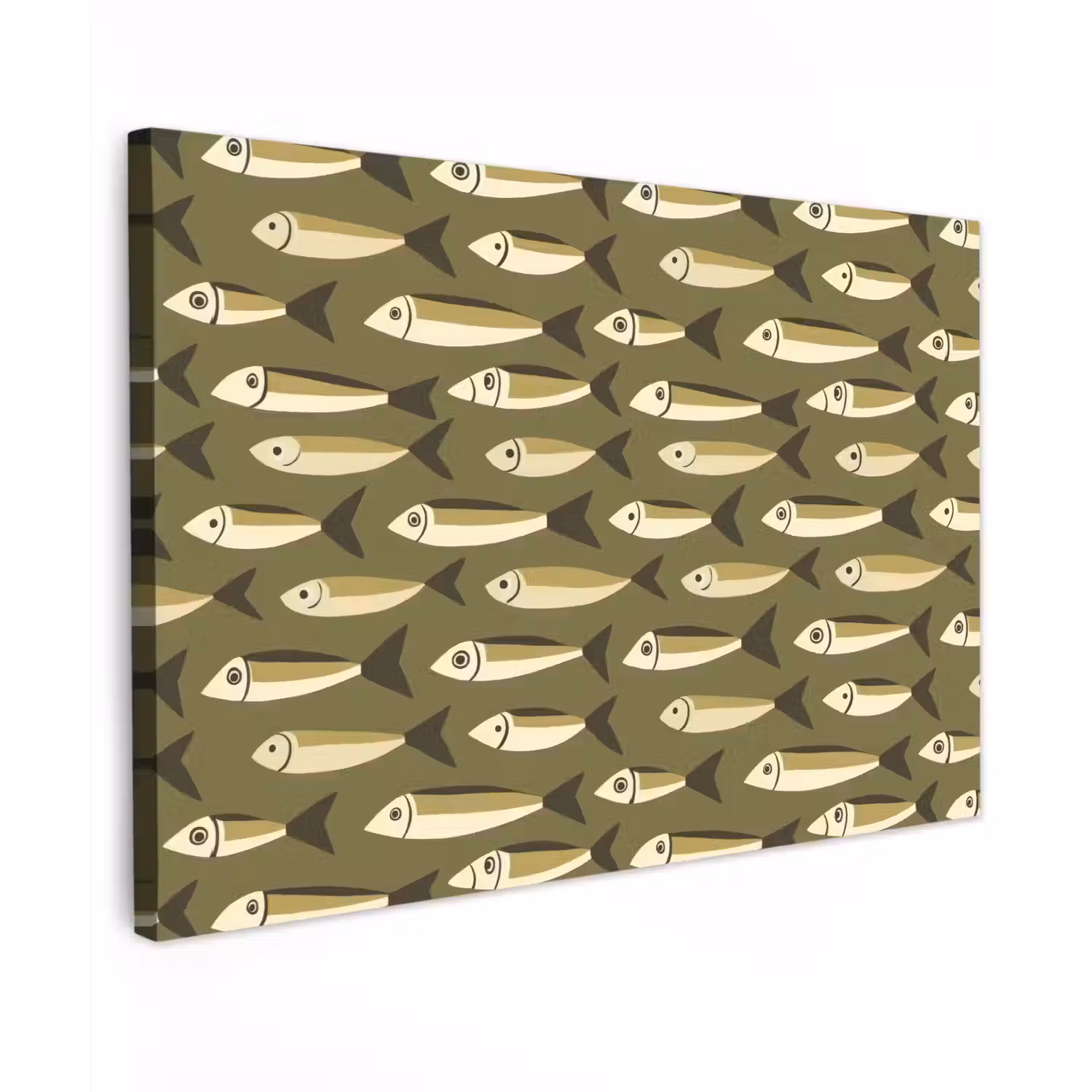 Vis - Patroon - Groen canvas 2cm klein 34 -z3d