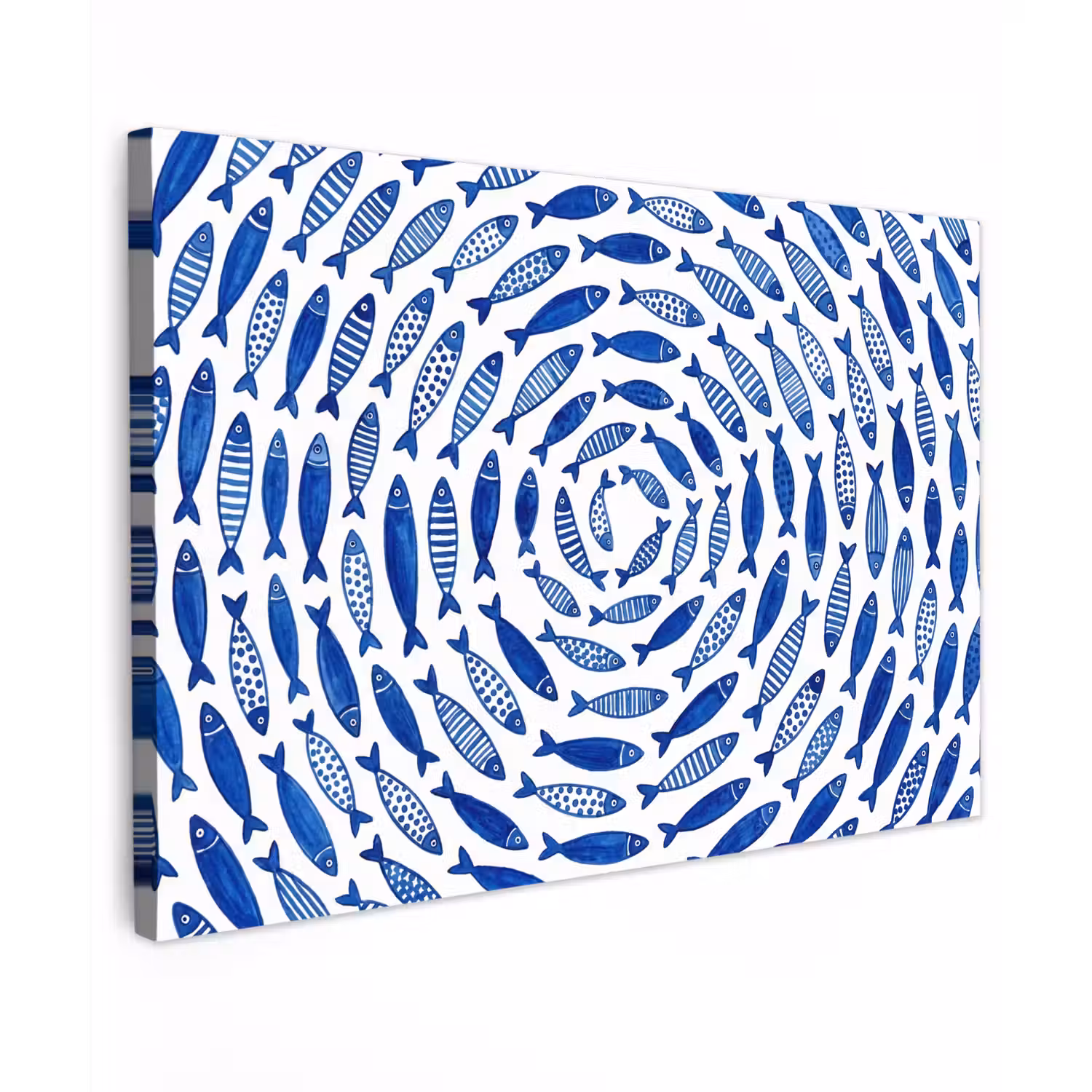 Vis - Patroon - Onderwater - Abstract - Blauw canvas 2cm klein -z3d
