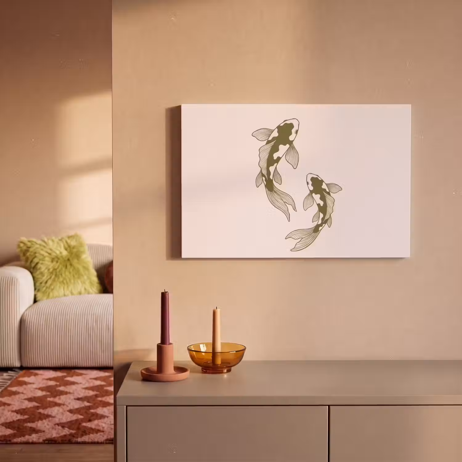 Vis - Zwemmend - Groen - Abstract - Dieren canvas 2cm klein -sfeer1