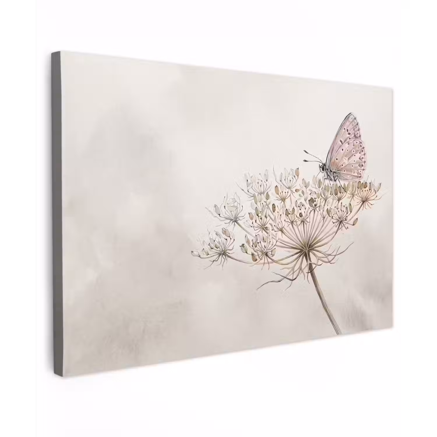 Vlinder - Bloem -Natuur - Beige canvas 2cm klein -z3d
