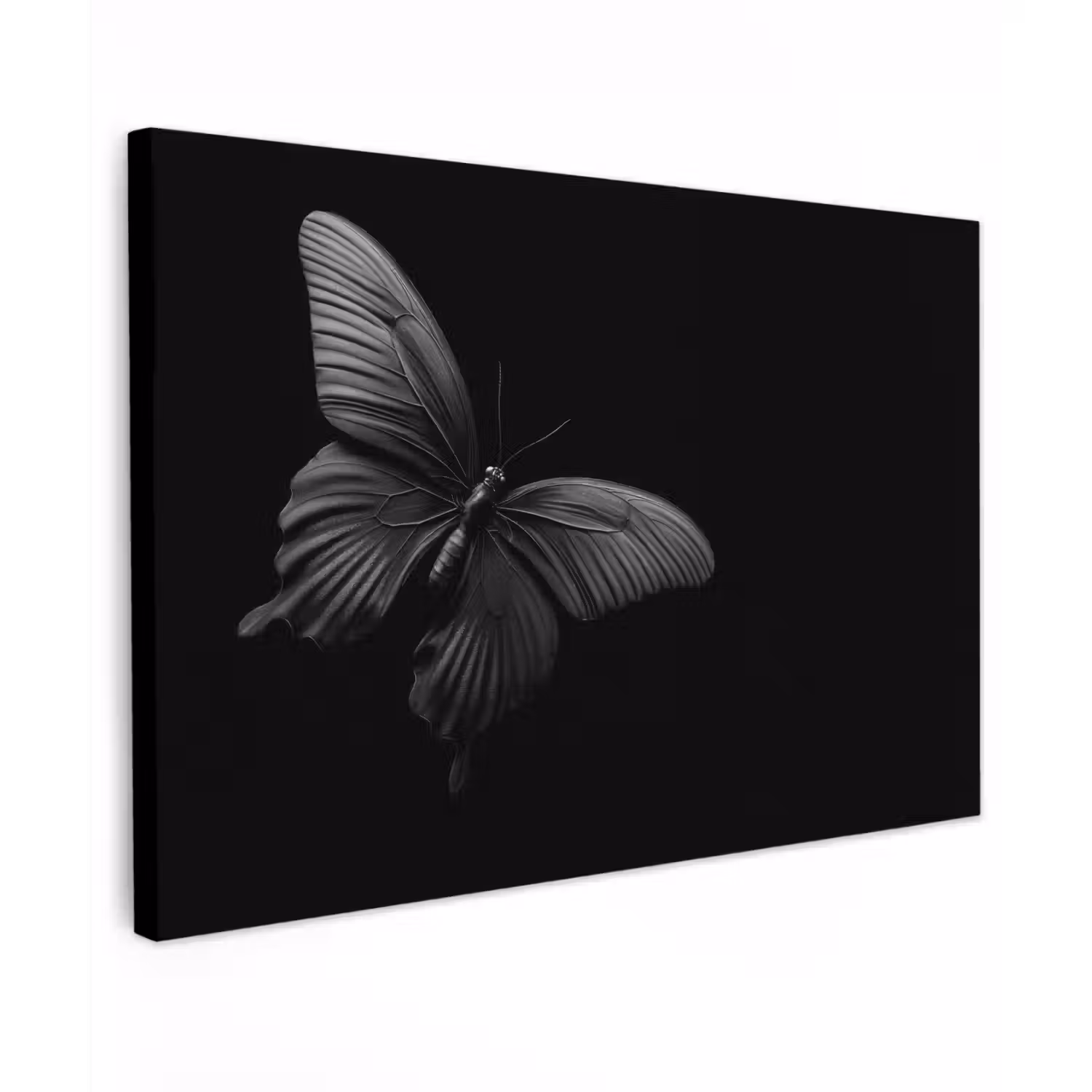Vlinder - Zwart - Insect - Dieren canvas 2cm klein -z3d
