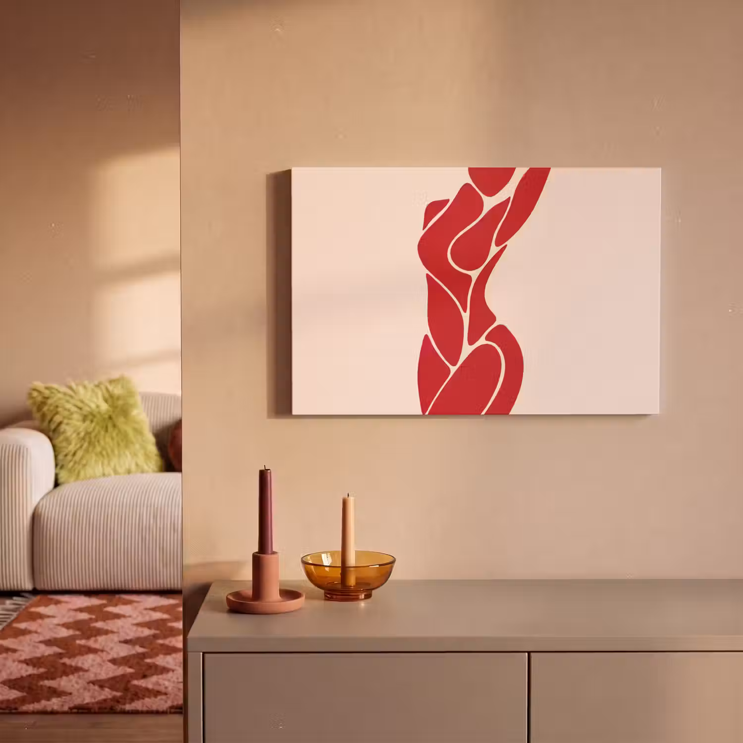 Vrouw - Figuur - Abstract - Modern - Rood canvas 2cm klein -sfeer1