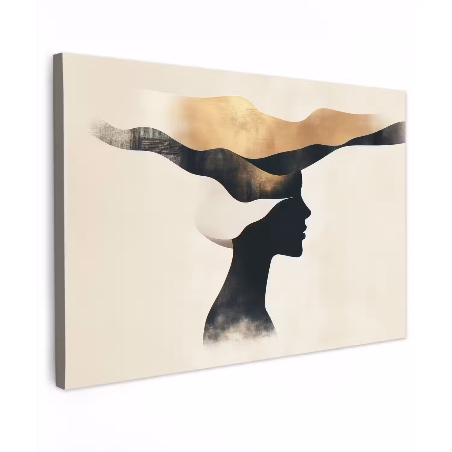 Vrouw - Golven - Zwart canvas 2cm klein -z3d
