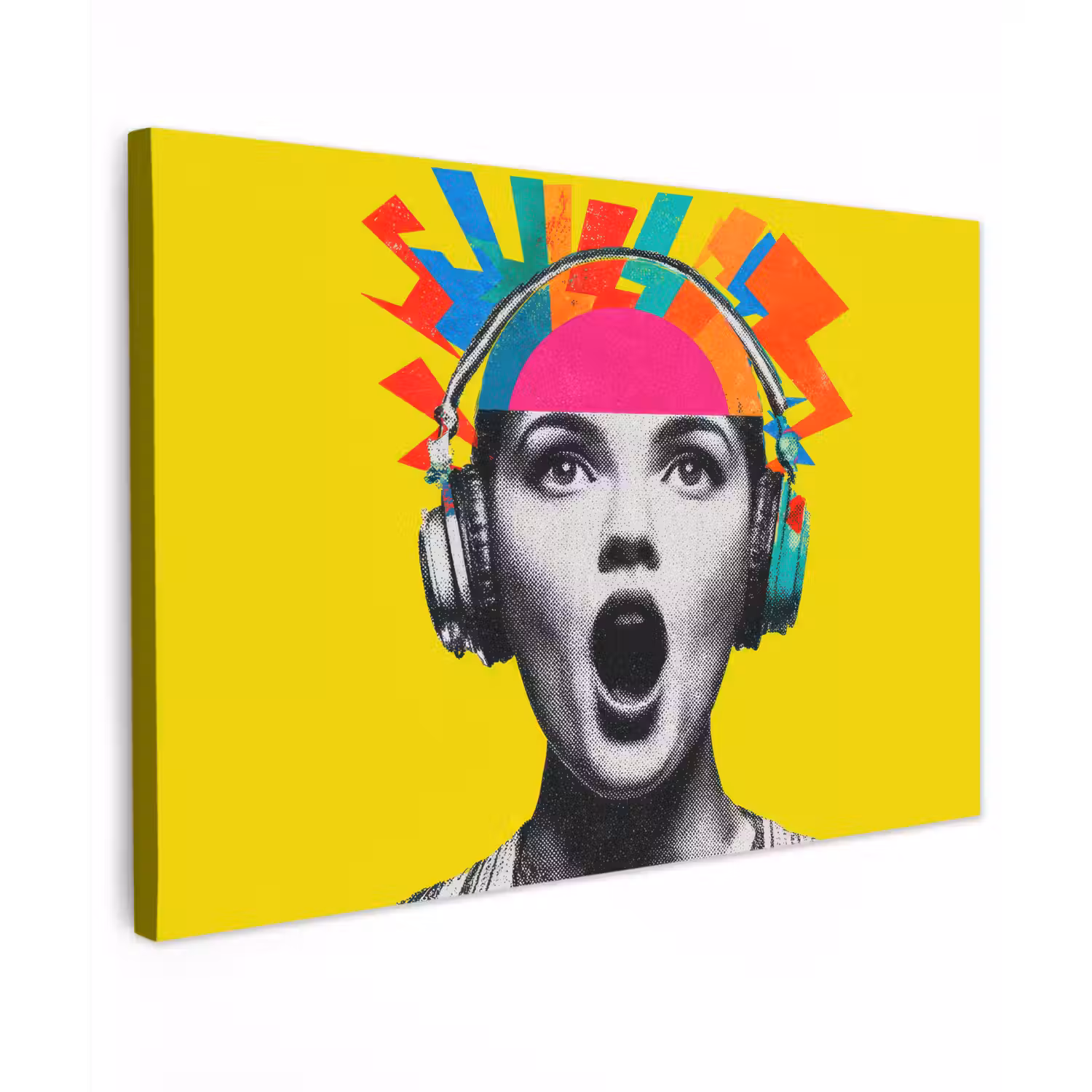 Vrouw - Koptelefoon - Geel canvas 2cm klein -z3d