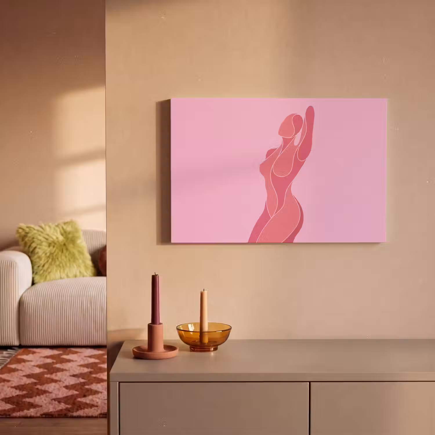 Vrouw - Lichaam - Abstract - Roze canvas 2cm klein -sfeer1