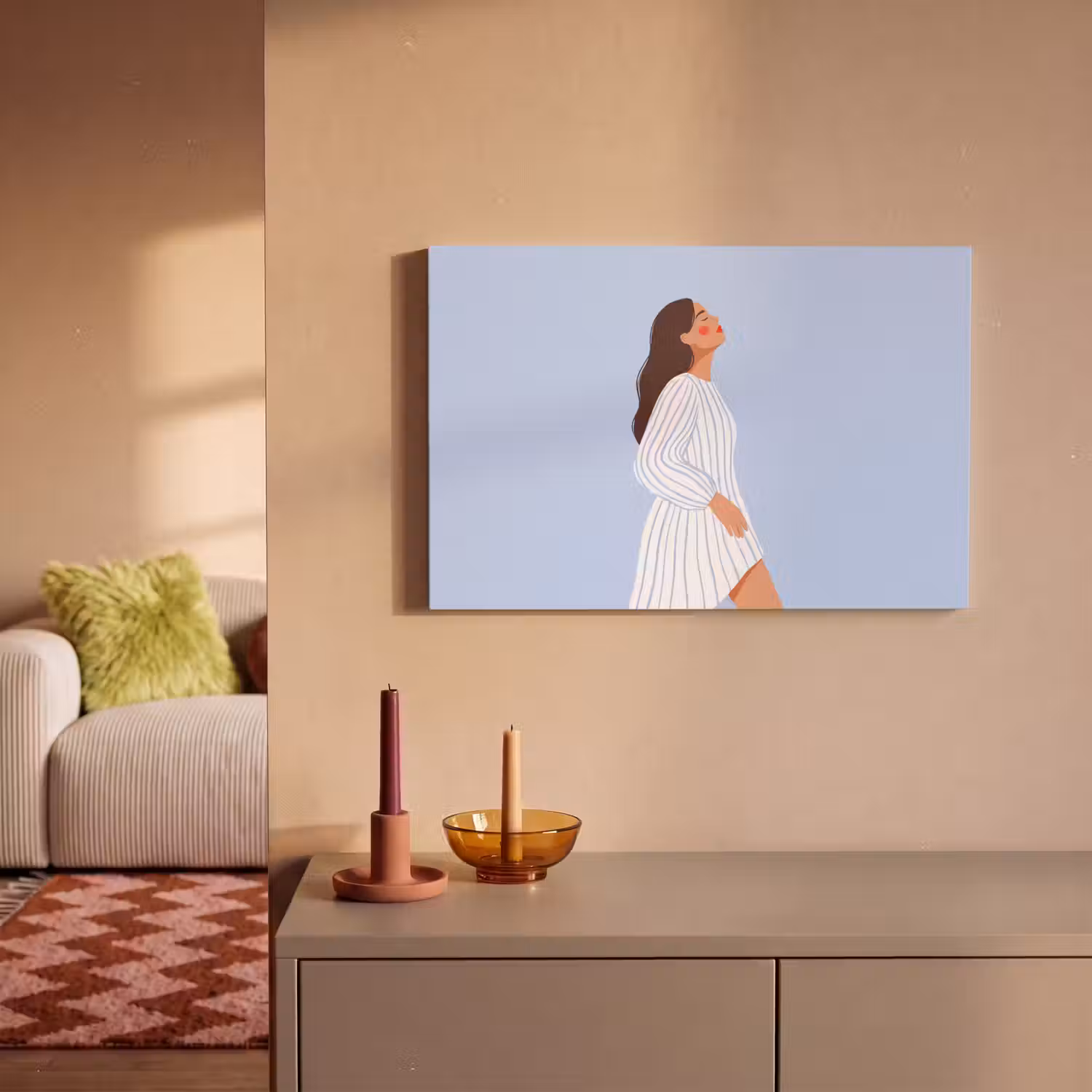 Vrouw - Profiel - Rust - Modern - Illustratie canvas 2cm klein -sfeer1
