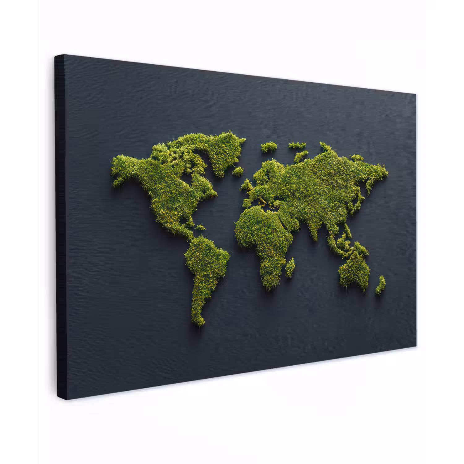 Wereldkaart - Mos -Levendig effect canvas 2cm klein -z3d