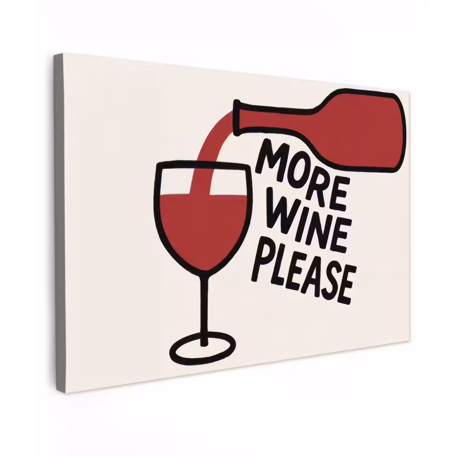 Wijnfles - Quote - Rood - Glas canvas 2cm klein -z3d