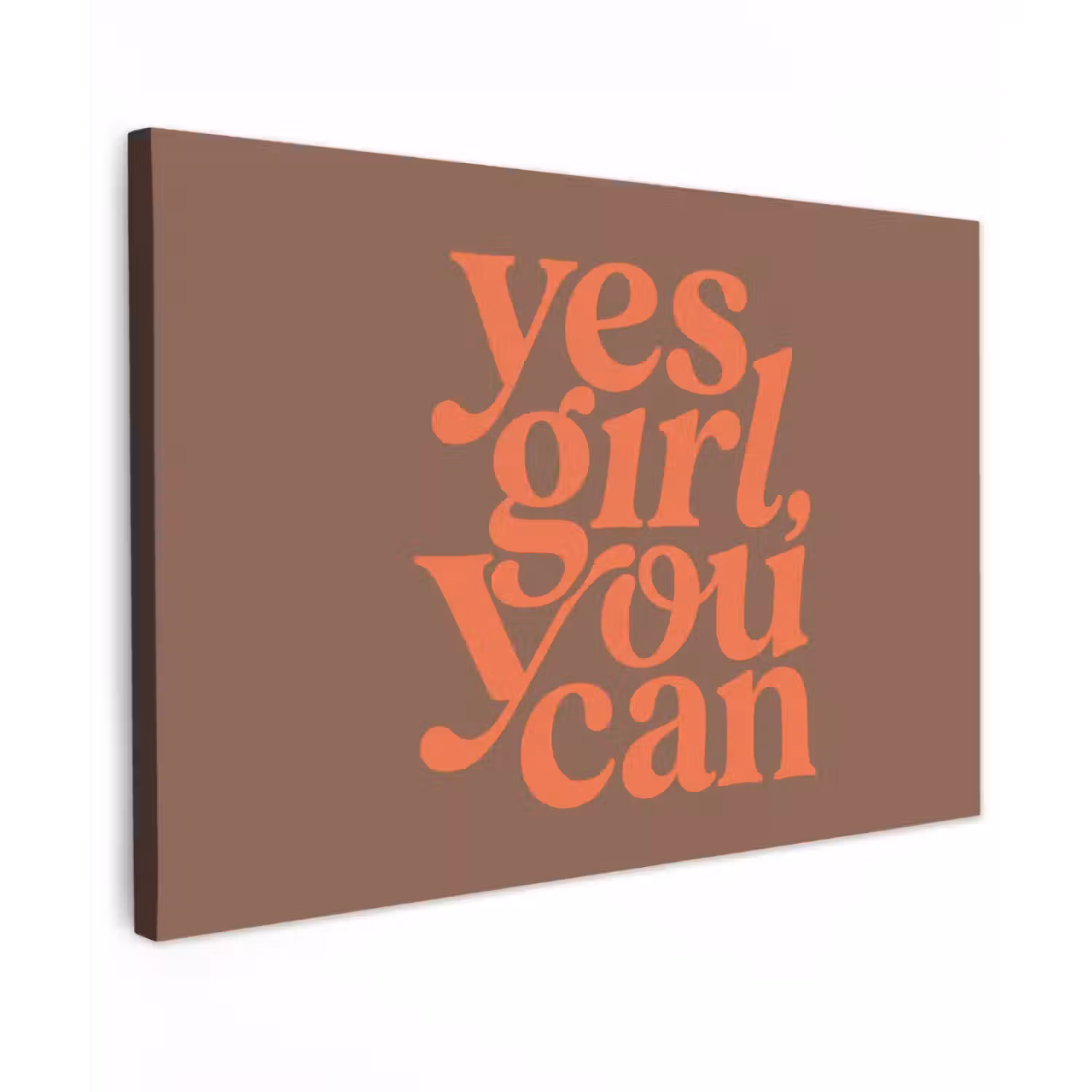 Yes girl you can - Oranje - Bruin canvas 2cm klein -z3d
