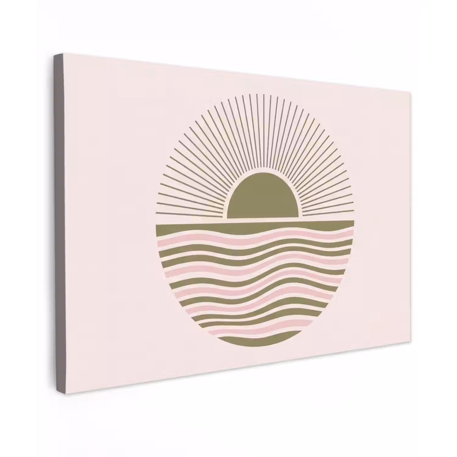 Zon - Zee - Abstract - Modern - Roze canvas 2cm klein -z3d