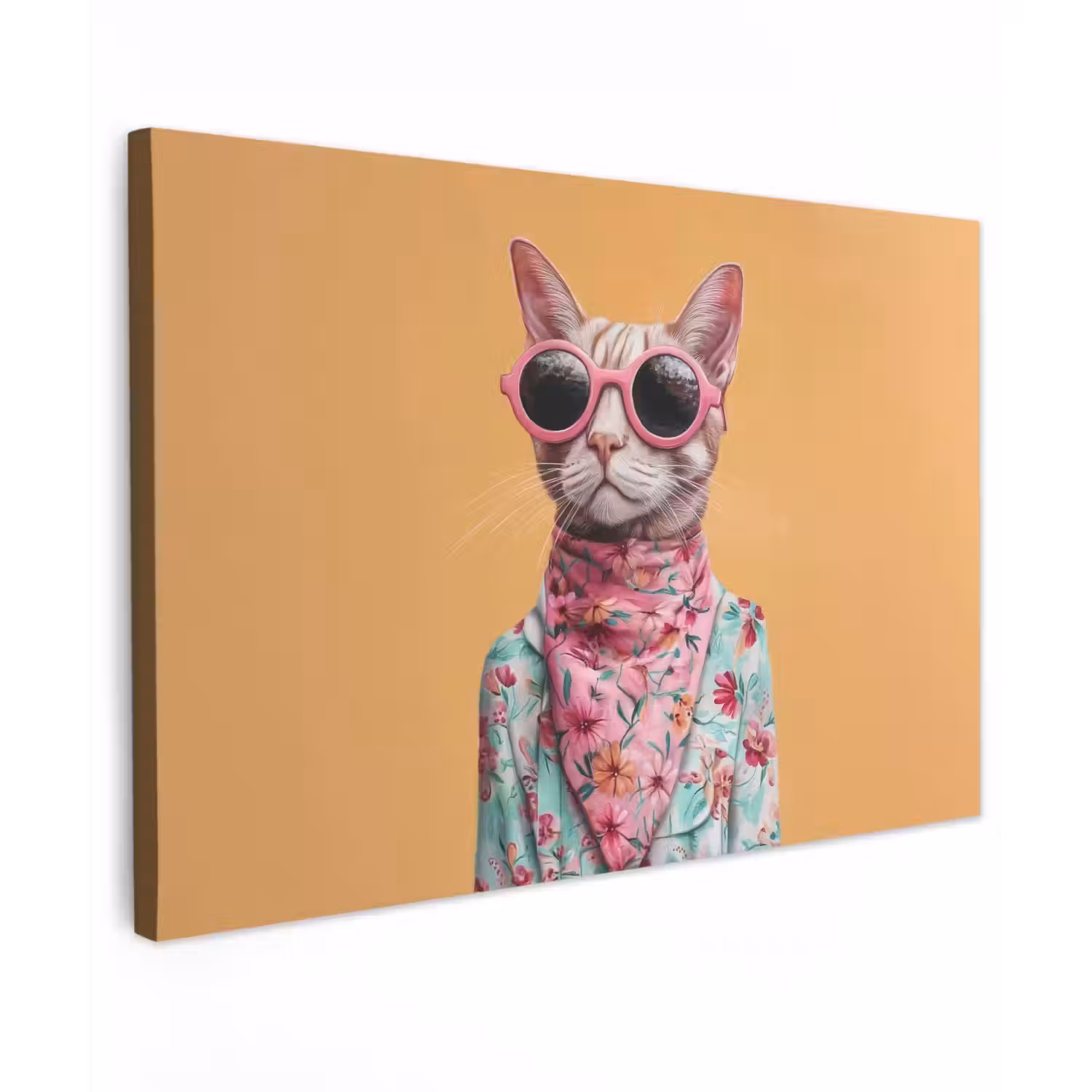Zonnebril - Kat - Sjaal - Bloemen canvas 2cm klein -z3d
