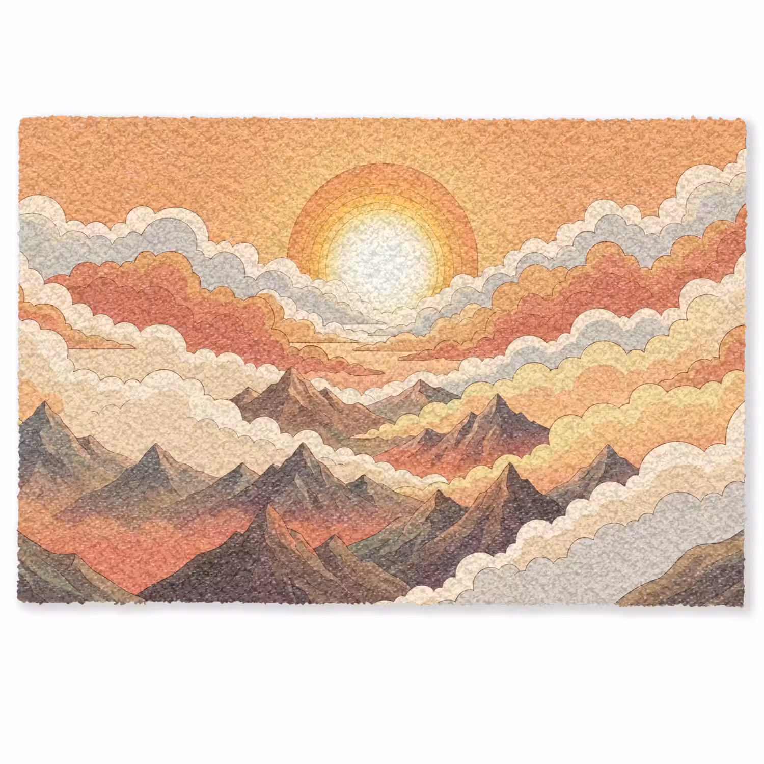 Bergen - Wolken - Natuur - Zonsopgang - Oranje Deurmat klein -zkaufland3d
