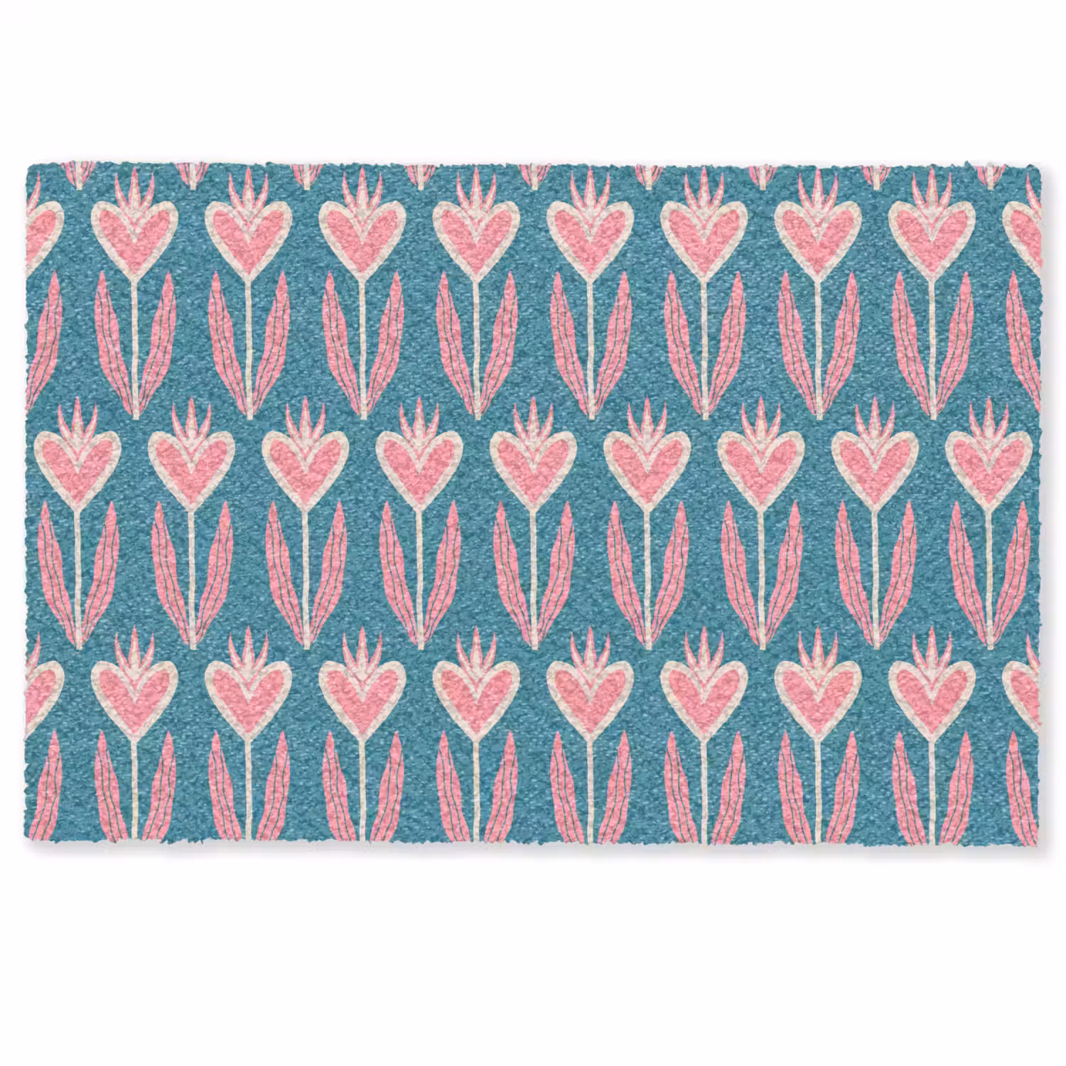 Blauw - Retro - Patroon - Hartjes Deurmat klein 898 -zkaufland3d