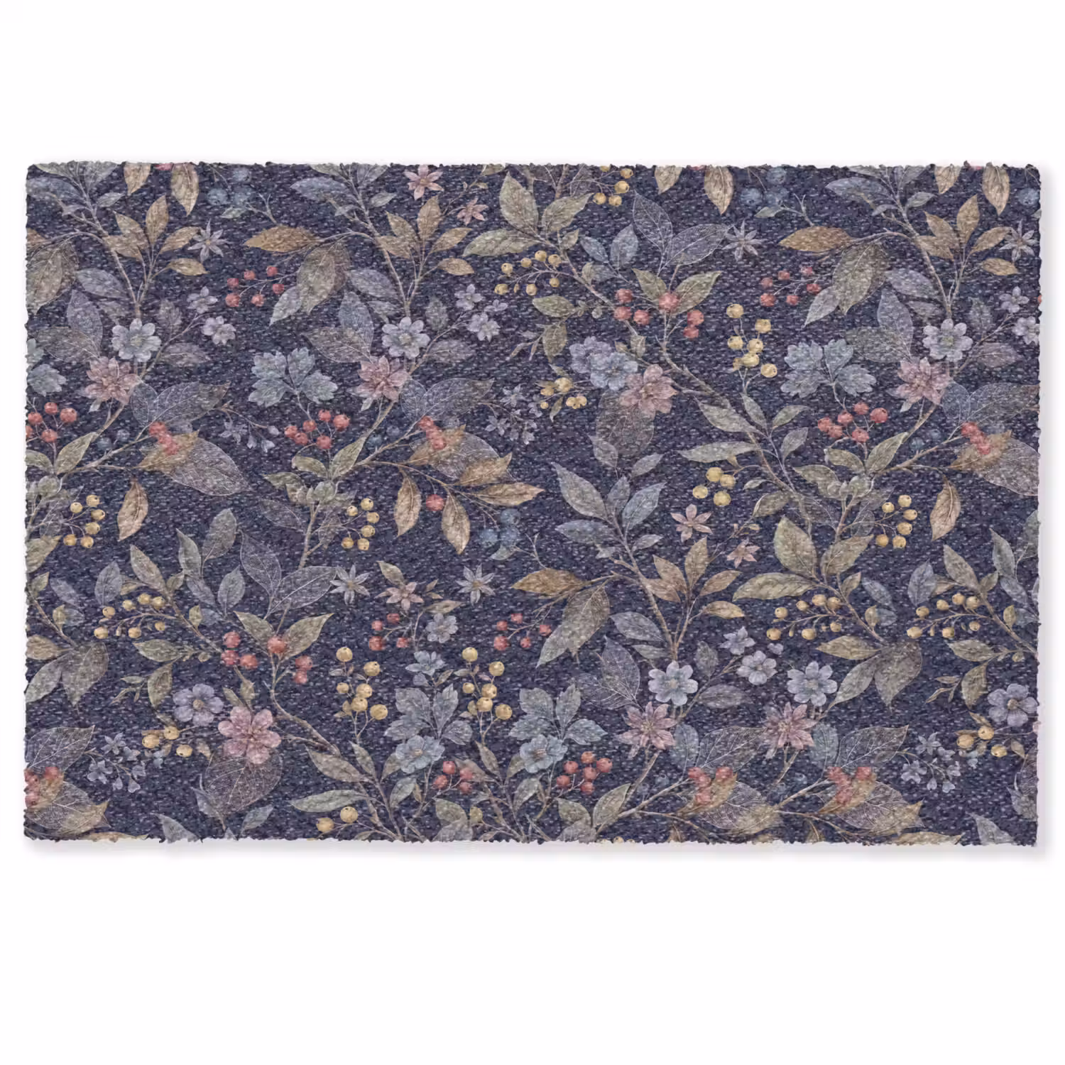 Bloemen - Bladeren - Patroon - Botanisch - Donkerblauw Deurmat klein -zkaufland3d