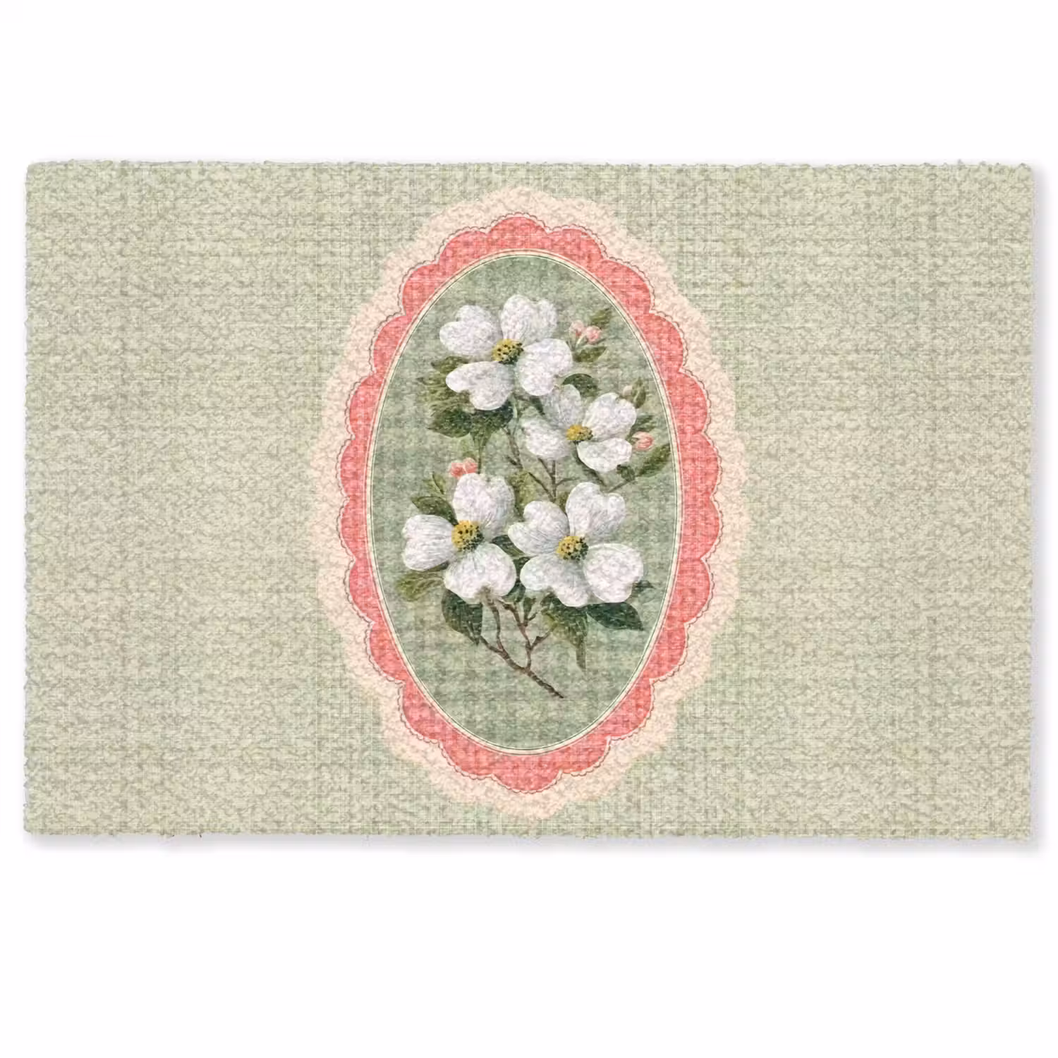 Bloemen - Illustratie - Geruit - Groen Deurmat klein -zkaufland3d