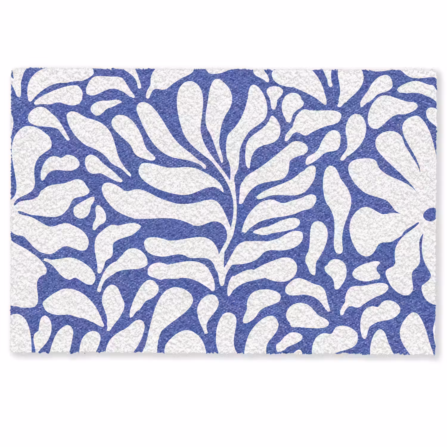 Bloemen patroon - Blauw - Wit - Bladeren Deurmat klein -zkaufland3d