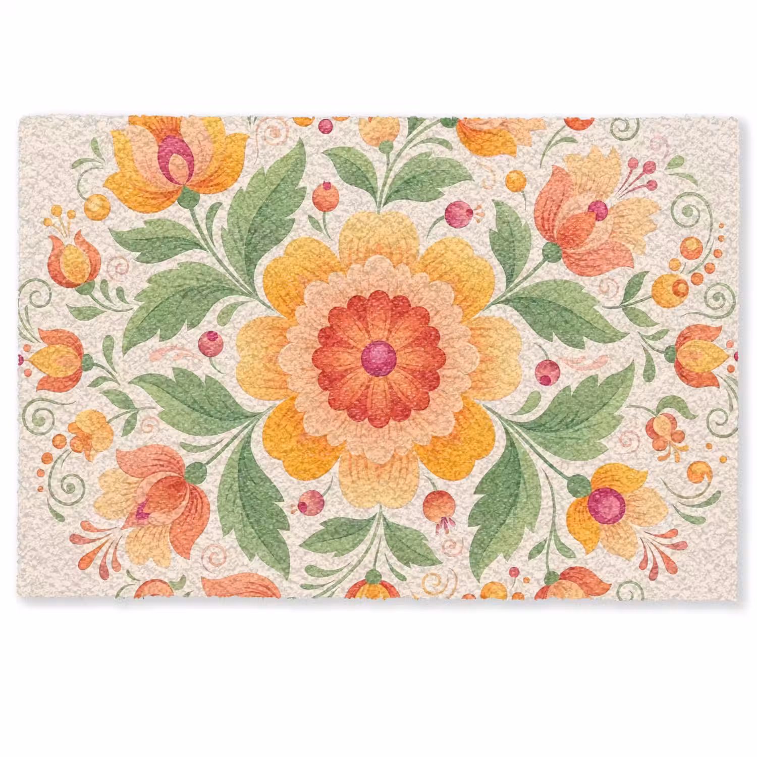 Bloemen - Patroon - Decoratief - Oranje Deurmat klein -zkaufland3d