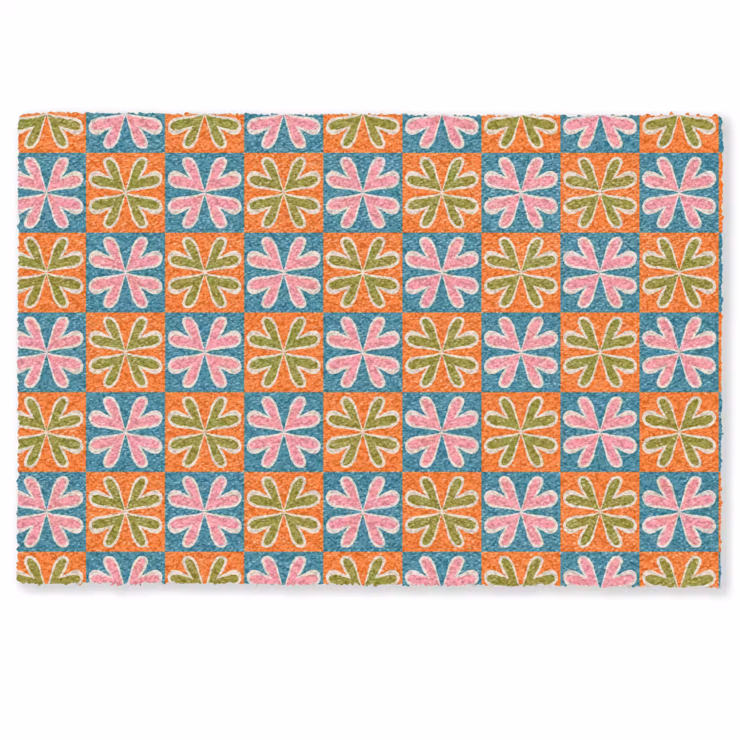 Bloemen - Retro - Patroon - Kleurrijk Deurmat klein 898 -zkaufland3d