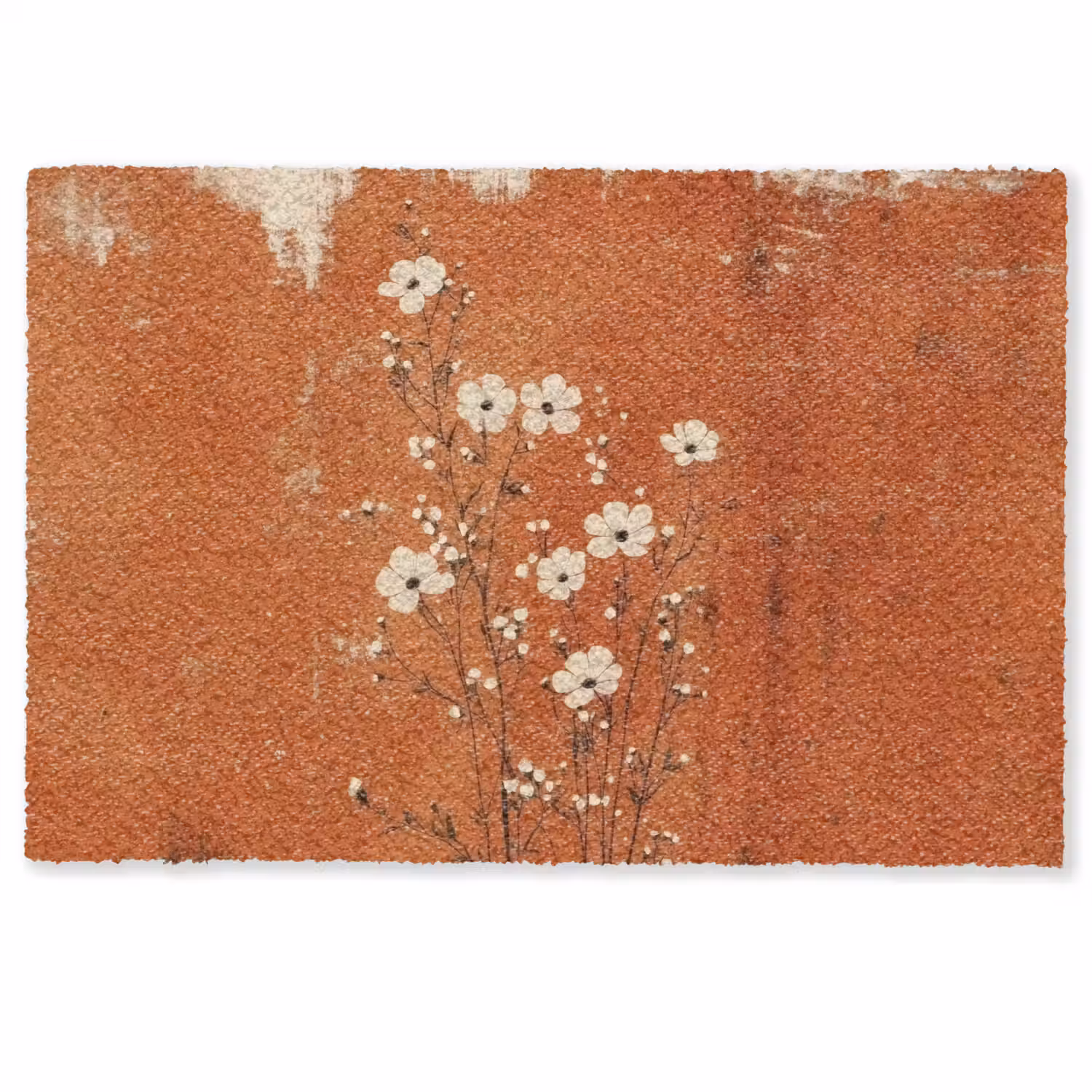 Bloemen - Wit - Subtiel - Roestkleur Deurmat klein -zkaufland3d