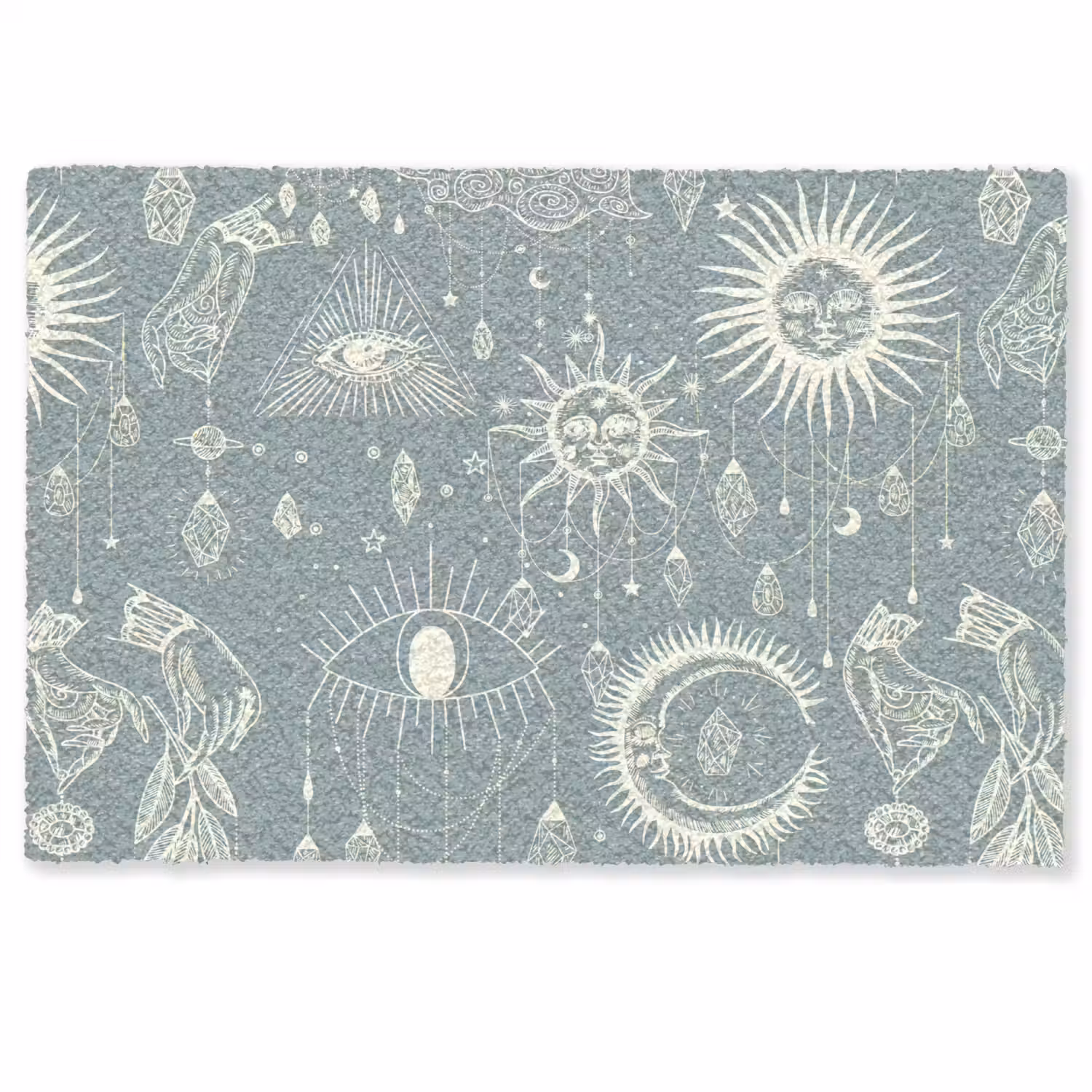 Boho - Print - Blauw - Zon - Ogen - Zen Deurmat klein -zkaufland3d
