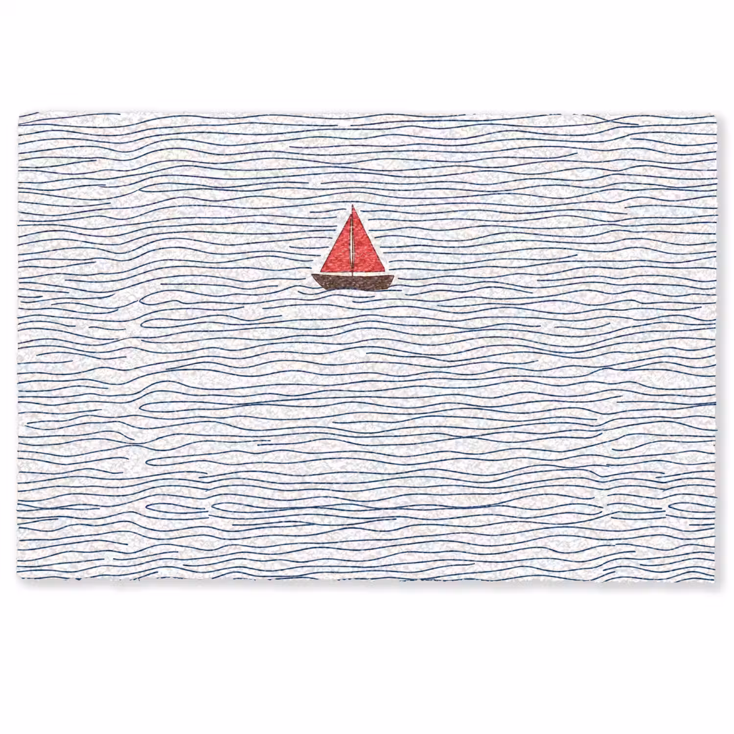 Boot - Water - Rood - Illustratie - Minimalistisch Deurmat klein -zkaufland3d