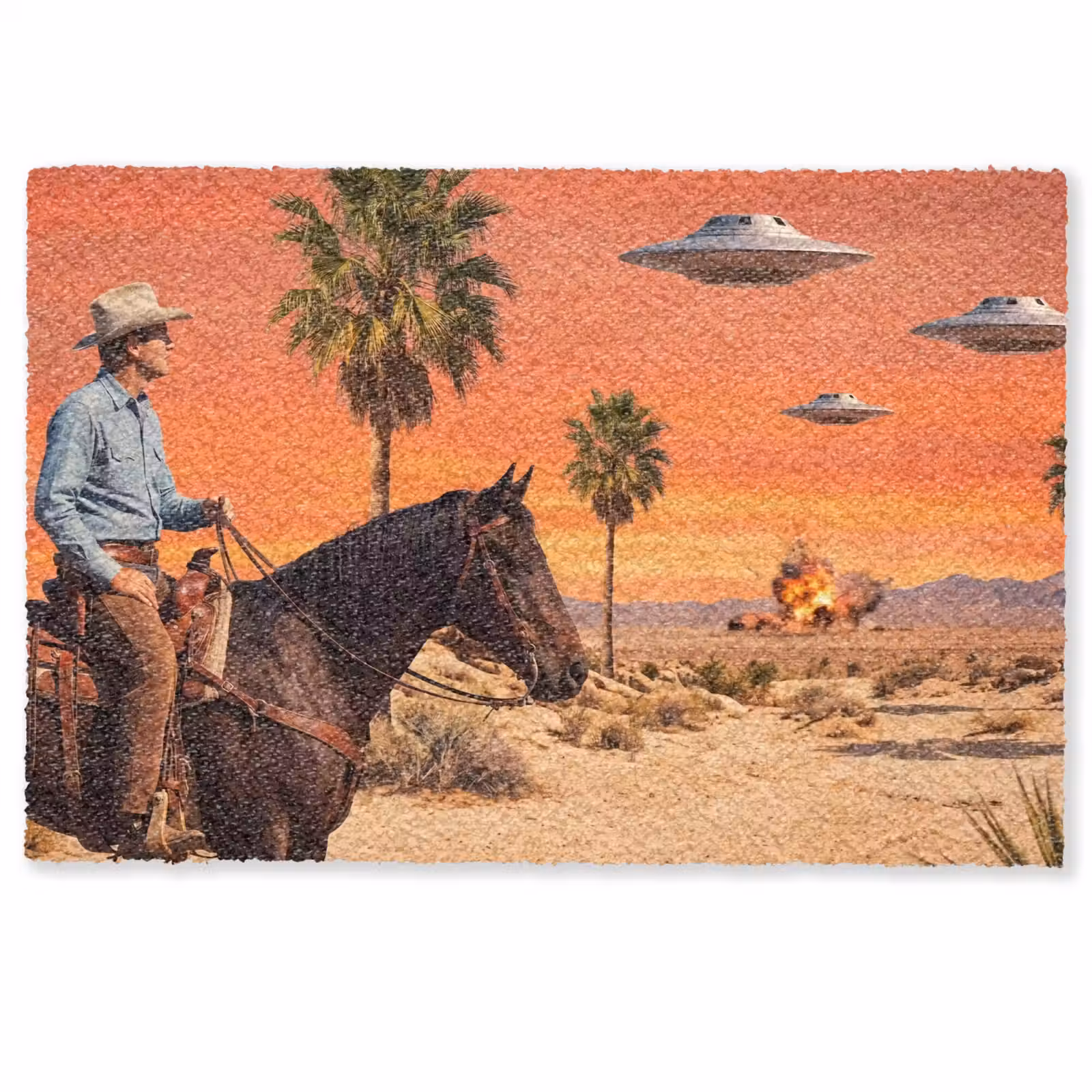 Deurmat - Cowboy - Paard - Woestijn - Cowboy - Paard - Woestijn Deurmat klein