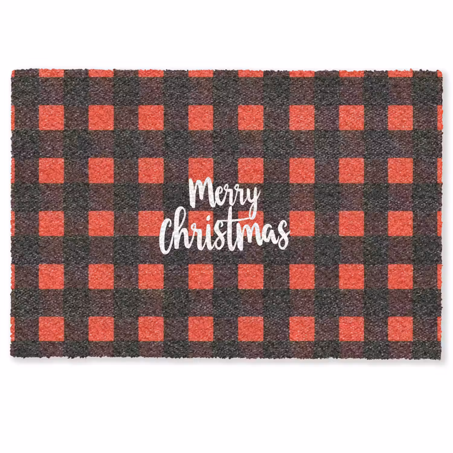 Geruit - Rood - Tekst - Christmas Deurmat klein -zkaufland3d