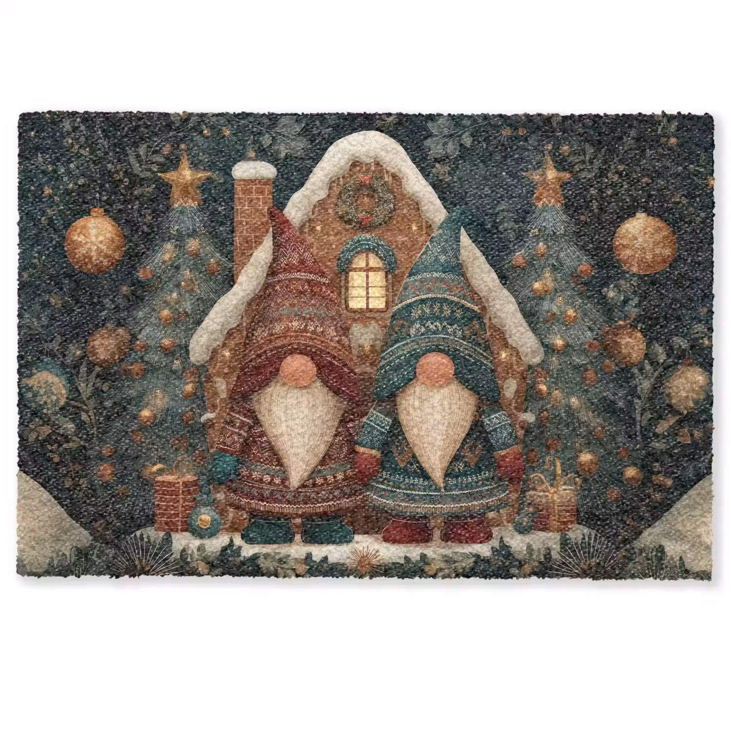 Kerst - Gnomen - Peperkoekhuisje - Rood - Groen Deurmat klein -zkaufland3d
