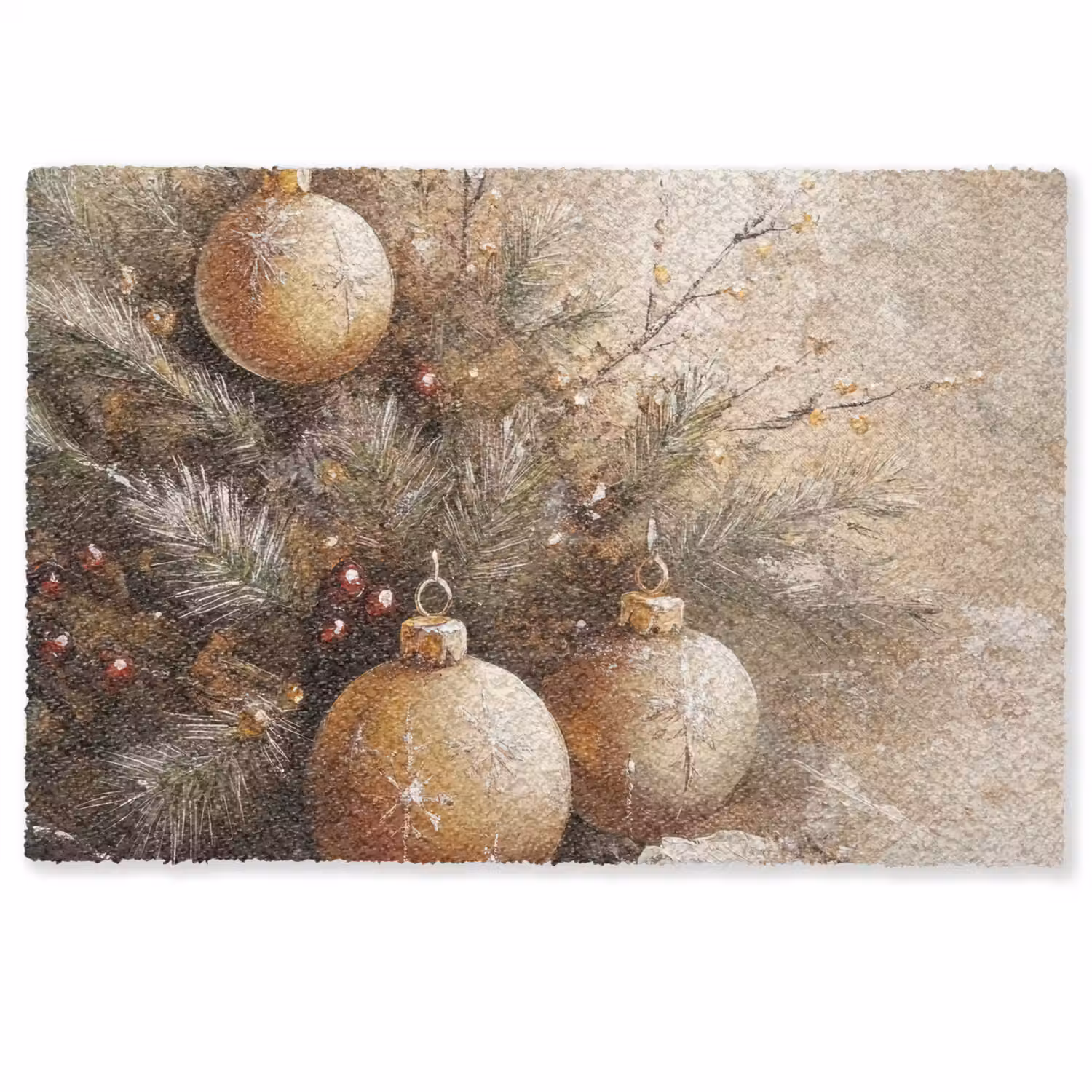 Kerst - Kerstballen - Beige - Goud Deurmat klein -zkaufland3d